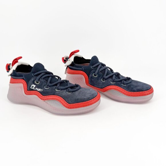 Christian Louboutin Arpoador Navy Blue Drawstring Sneakers Size 37 US 7 Women - Picture 1 of 15